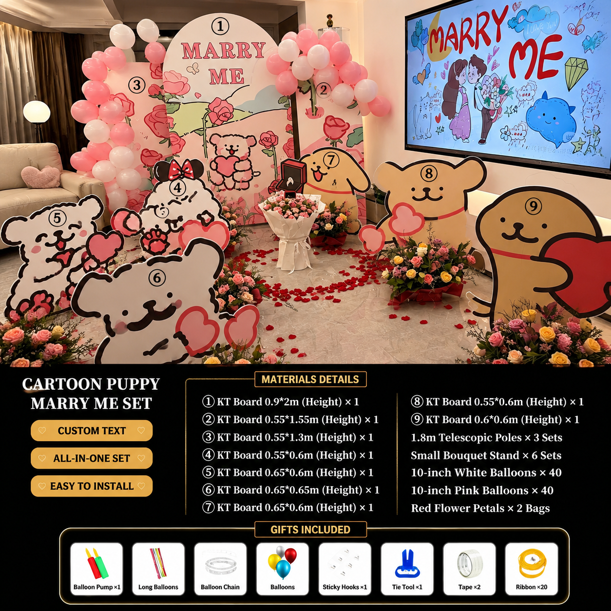 Flowerva Indoor Marriage Proposal Scene Decoration Balloon Set