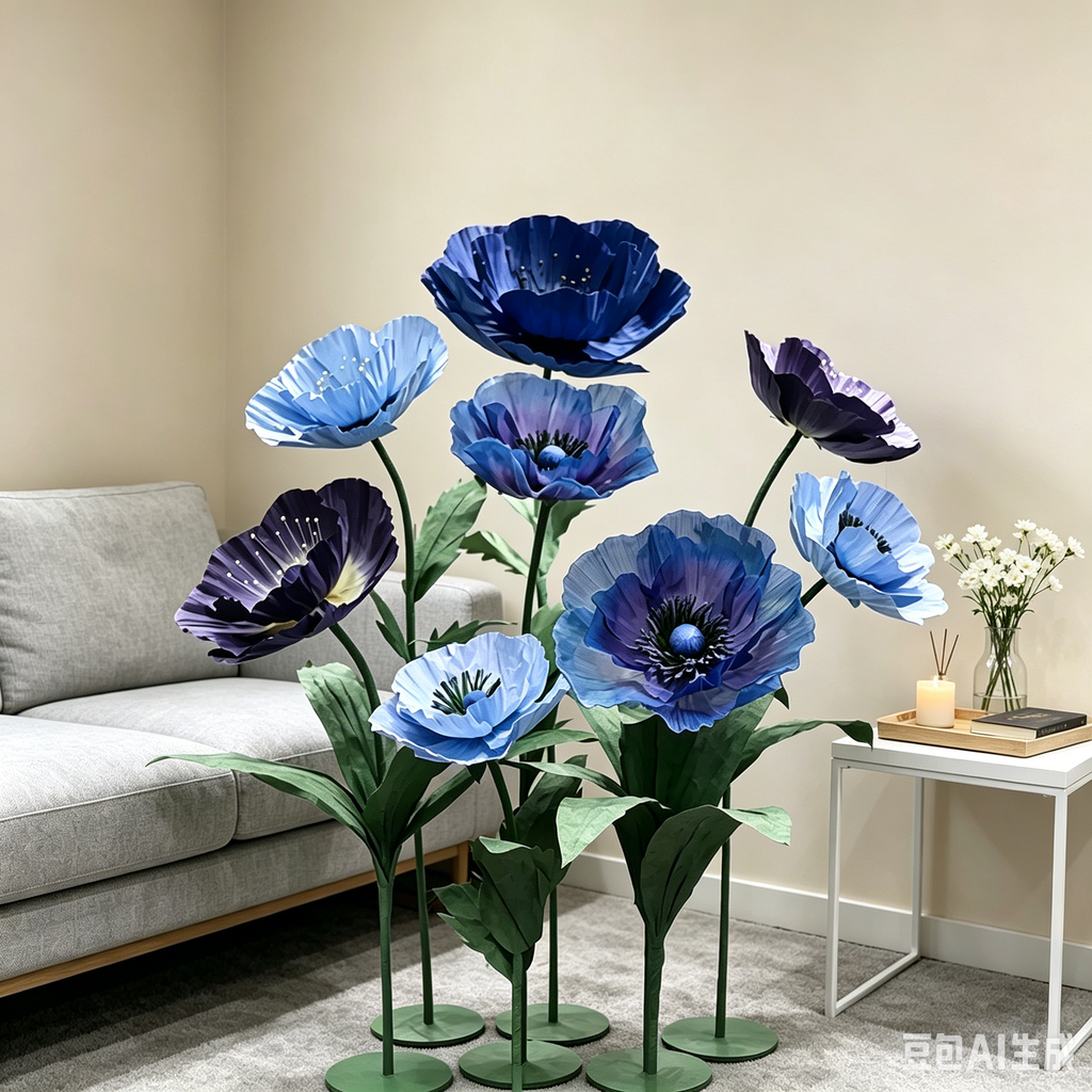 Flowerva Indigo Petal Sculpture Premium Decor