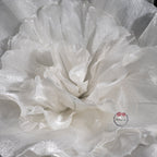 Flowerva Silvery-White Shimmer Ruffled Fabric Flower