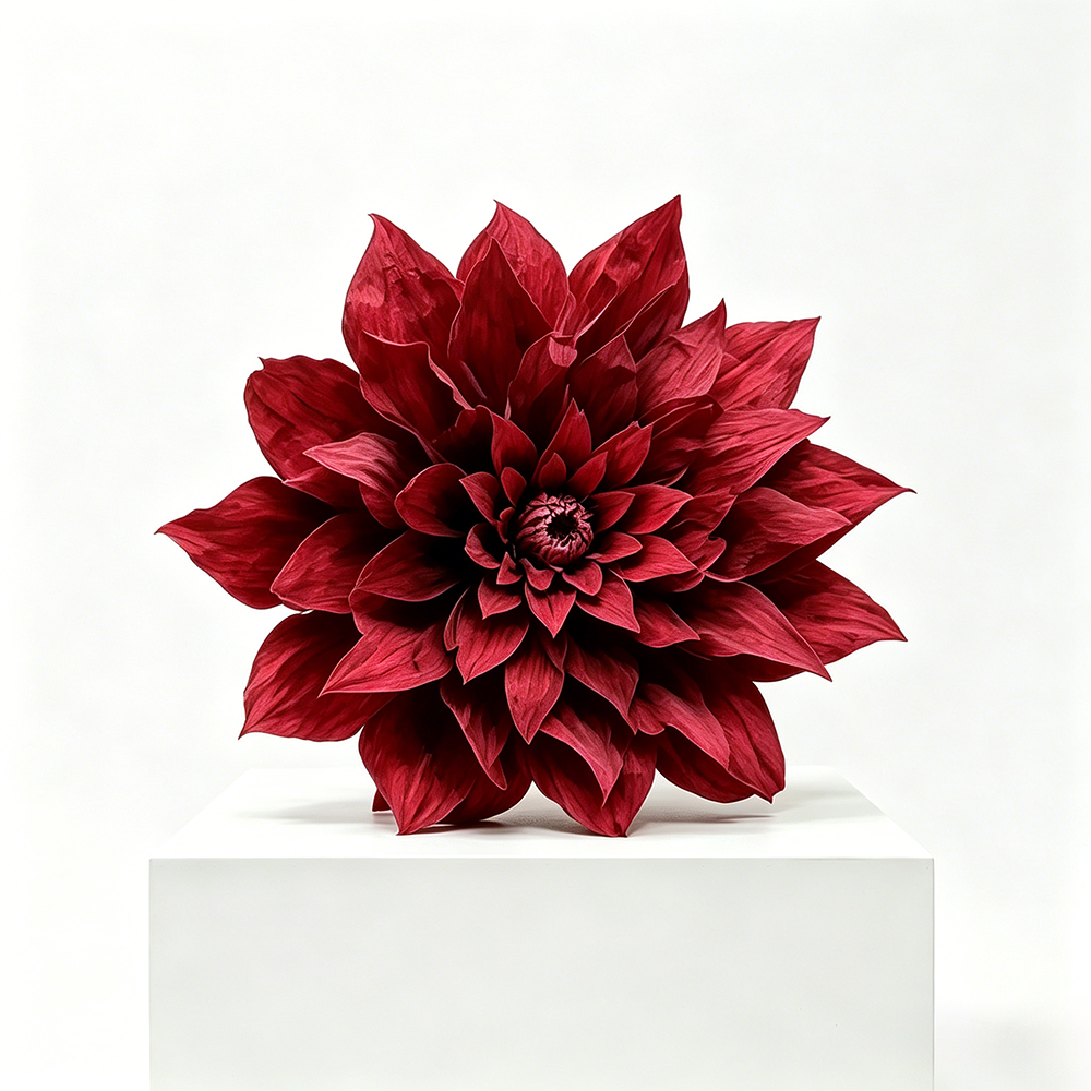 Flowerva Crimson Dahlia Bloom Premium Decor