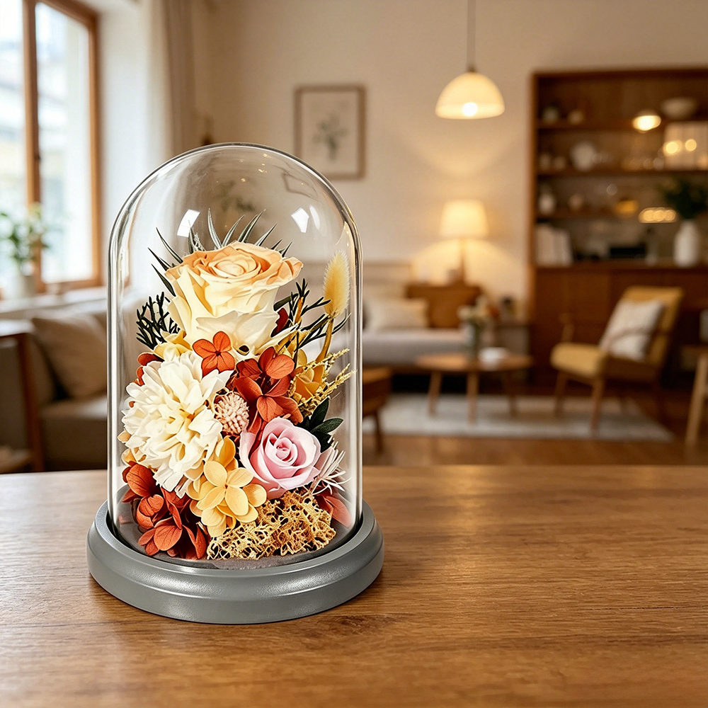 Flowerva Dome Preserved Floral Arrangement Premium Decor