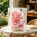 Flowerva Preserved Carnation Acrylic Mirror Box Premium Decor