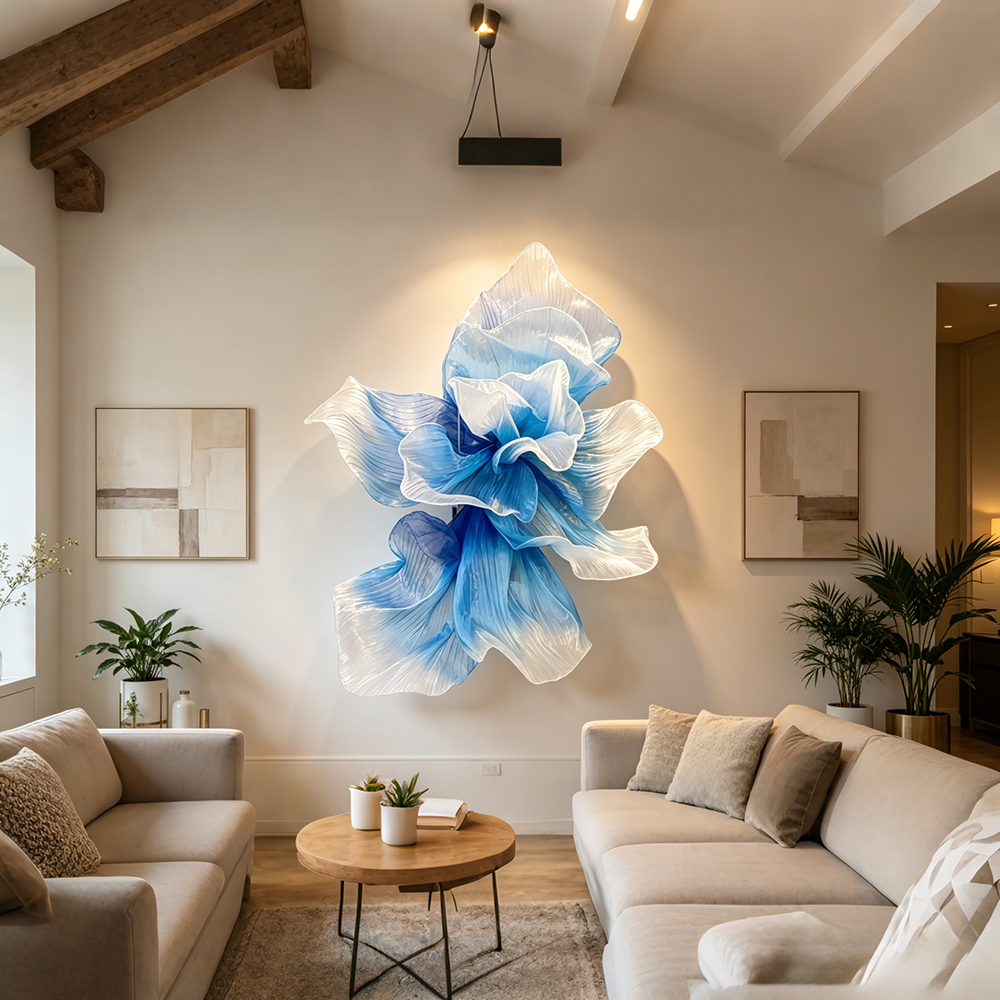 Flowerva Gradient Blue Veil Form Art Installation (Without Base)