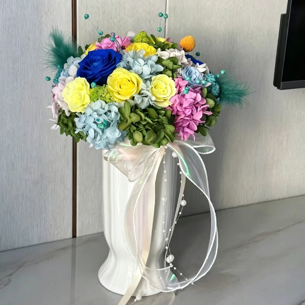 Premium Monet Garden Preserved Rose Vase