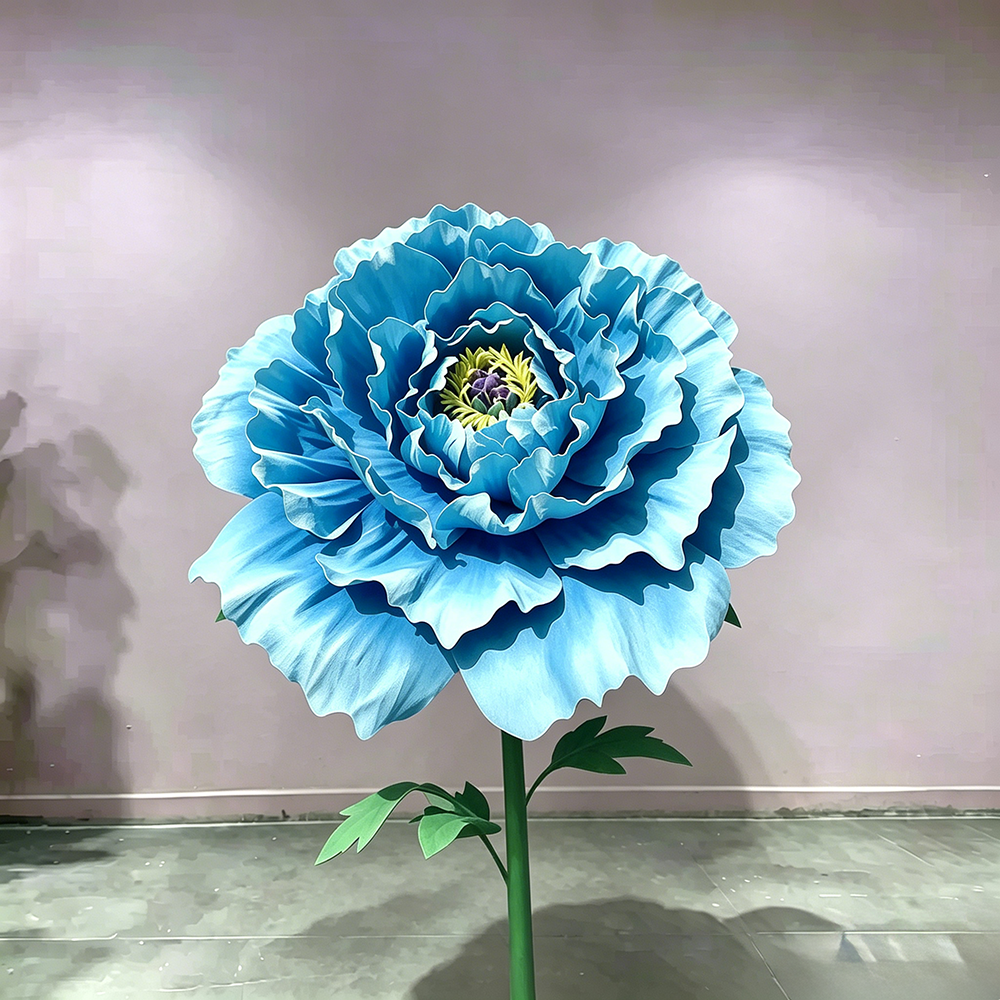 Flowerva Blue Peony Opulence Chroma Sculptural Premium Decor