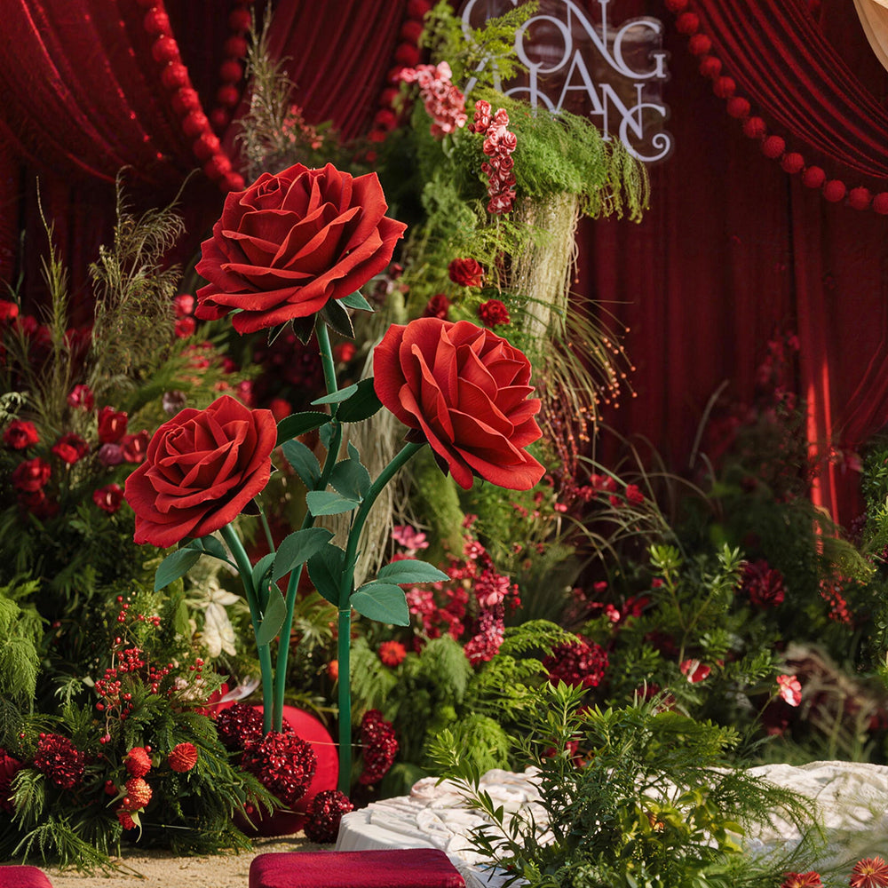 Flowerva Romantic Lush Garden Red Rose Premium Flower