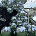 Flowerva 4D Mirror Silver Aluminum Foil Birthday Party Decoration Balloons