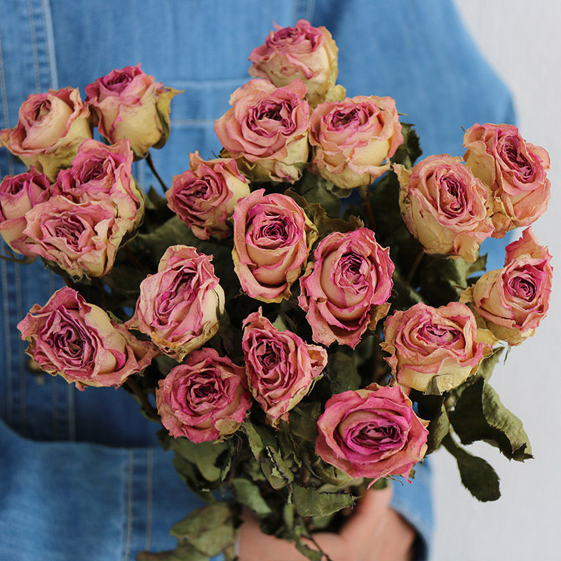 Flowerva Dried Rose Bouquet | Multi-Color Preserved Real Roses