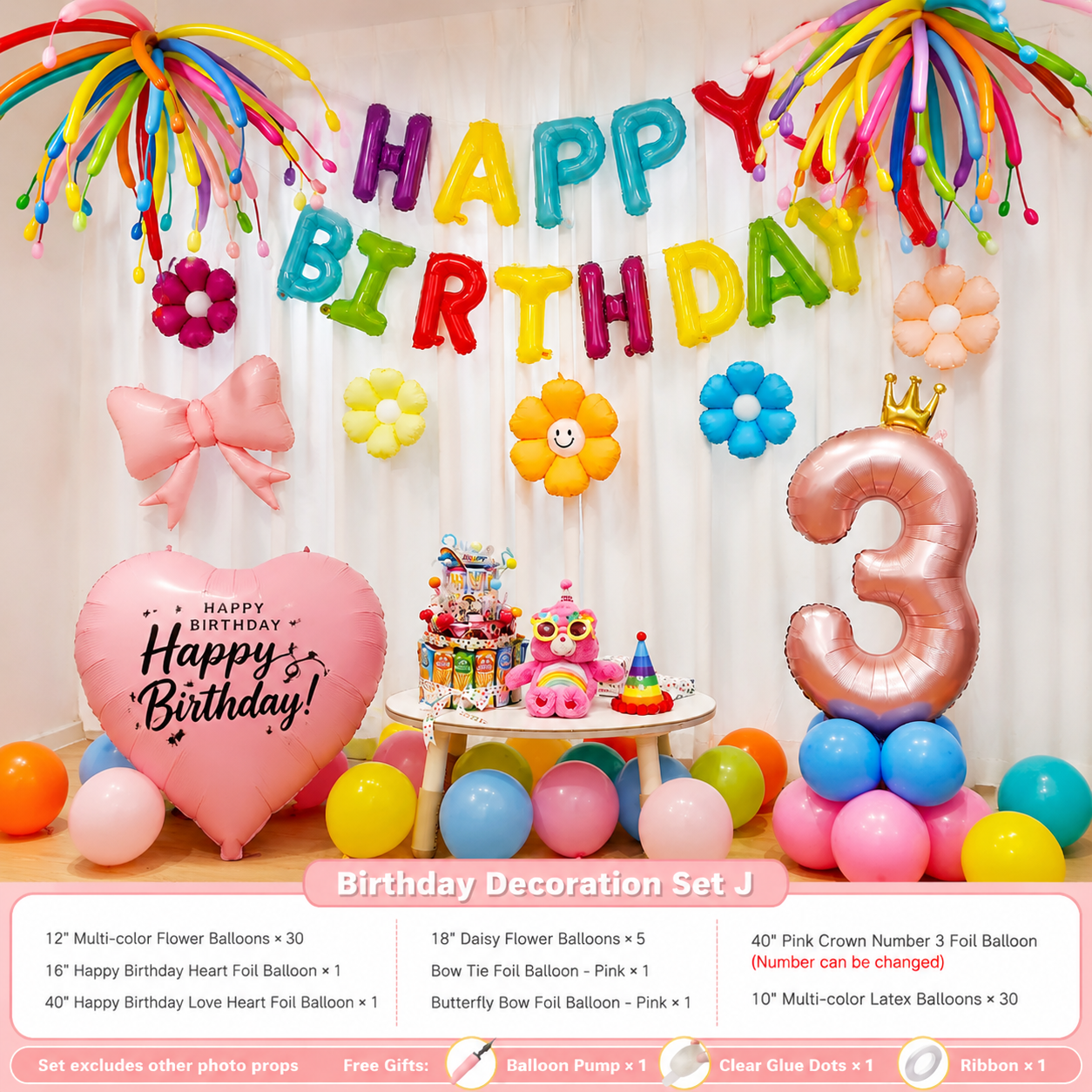 Flowerva Kids Birthday Party Balloon Decorations Scene Layout Set