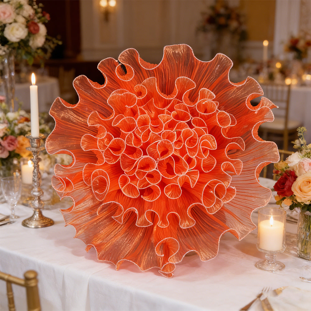 Flowerva Luminous Orange Gradient Ruffled Premium Flower
