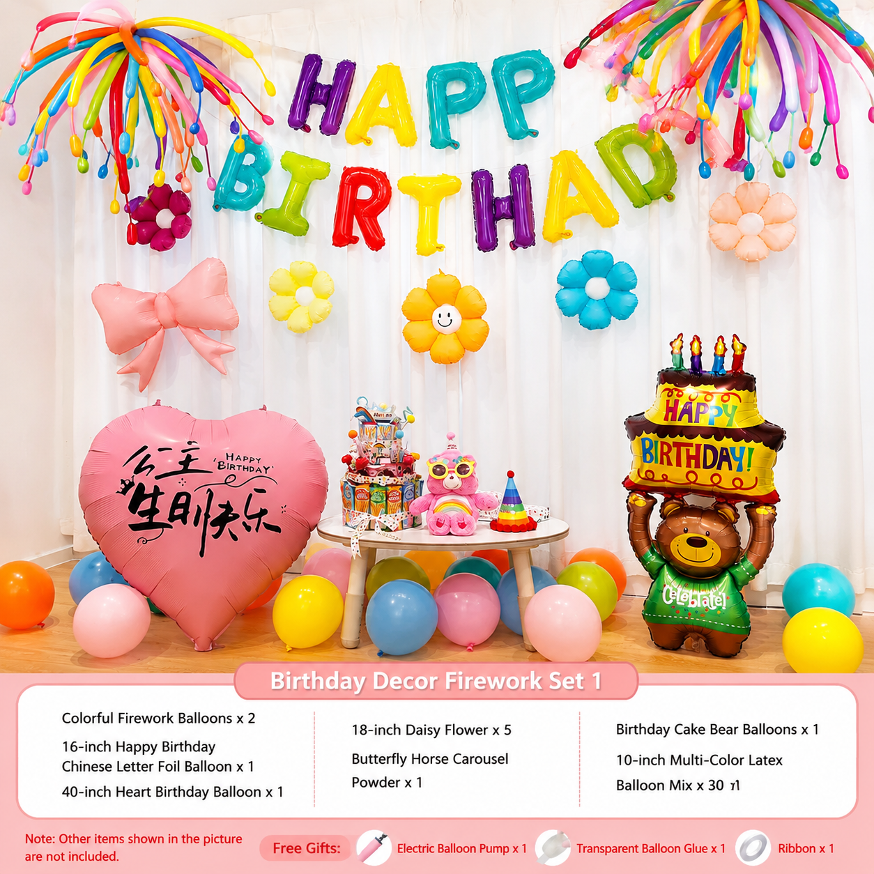 Flowerva Kids Birthday Party Balloon Decorations Scene Layout Set