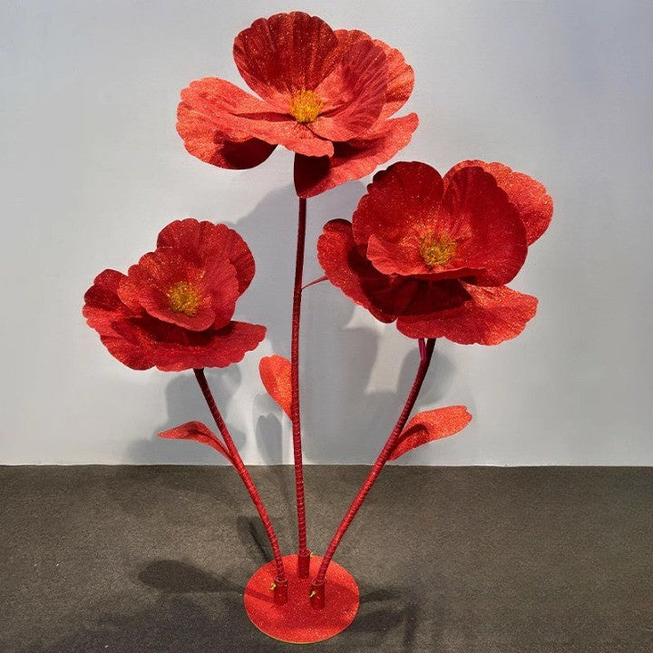 Flowerva Glitter Giant Poppy Flower Stand - Premium Event Decor