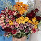 Flowerva Dried Rose Bouquet | Multi-Color Preserved Real Roses