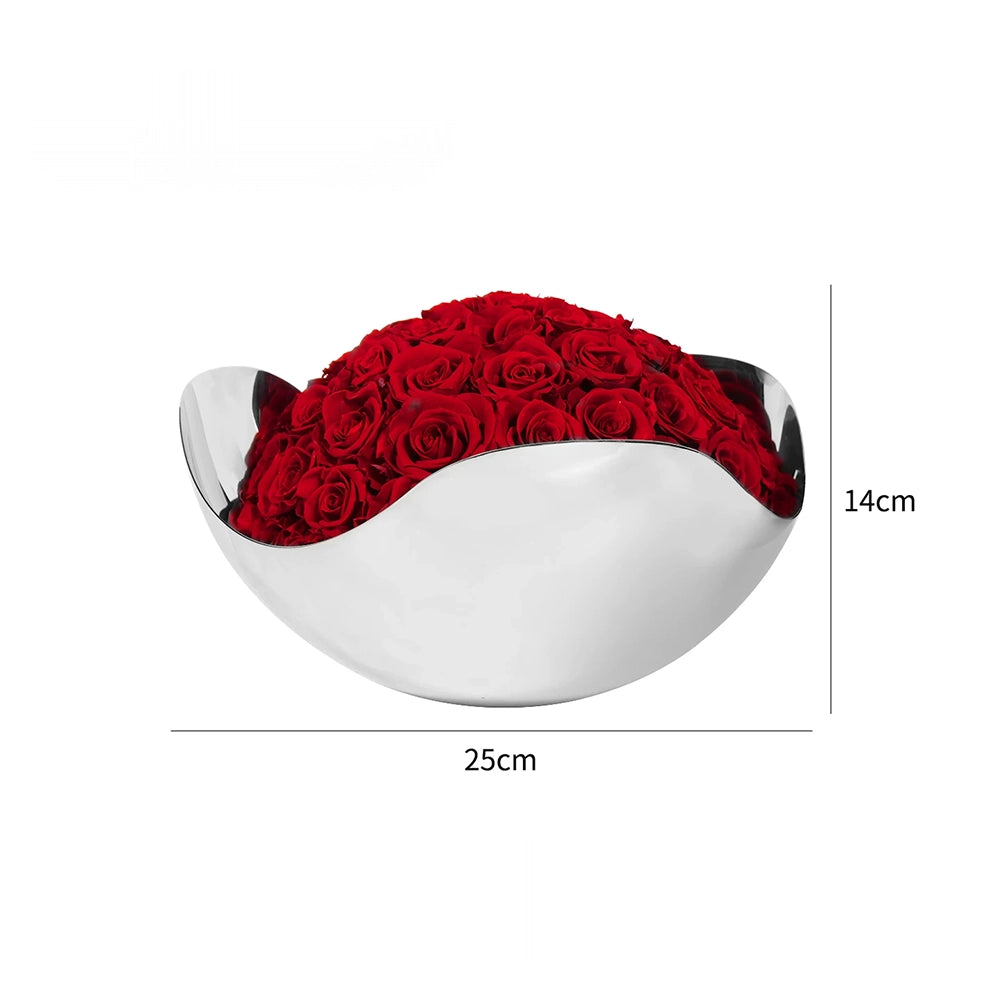 Flowerva Sculptural Metal Bowl Arrangement Premium Decor