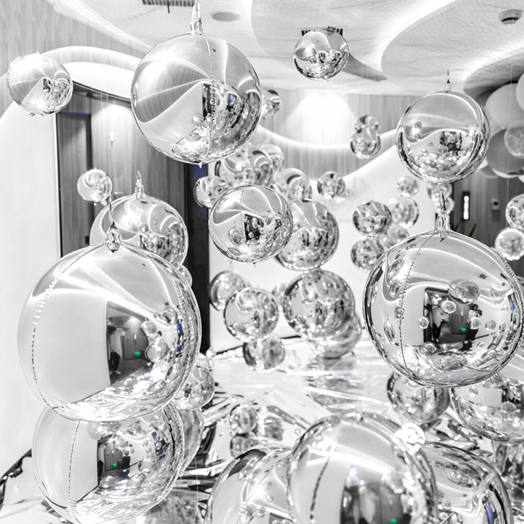 Flowerva 4D Mirror Silver Aluminum Foil Birthday Party Decoration Balloons