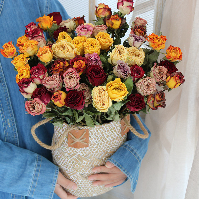 Flowerva Dried Rose Bouquet | Multi-Color Preserved Real Roses