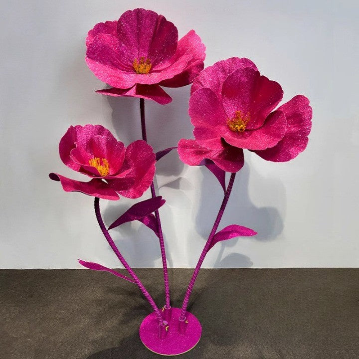 Flowerva Glitter Giant Poppy Flower Stand - Premium Event Decor