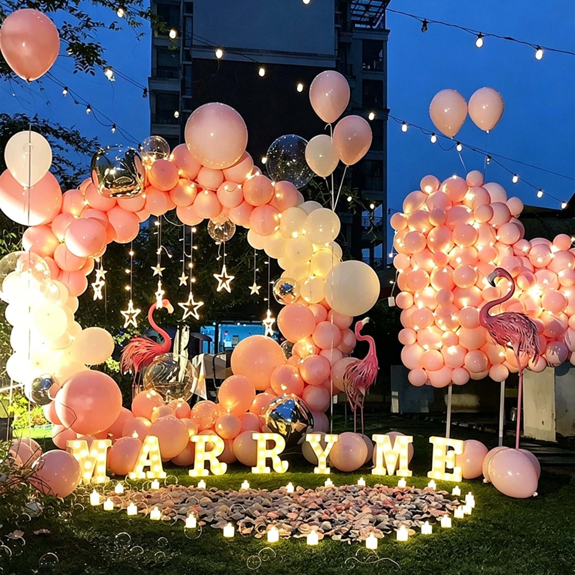 Flowerva Romantic Pink Balloon Set for Proposal & Confession Decoration