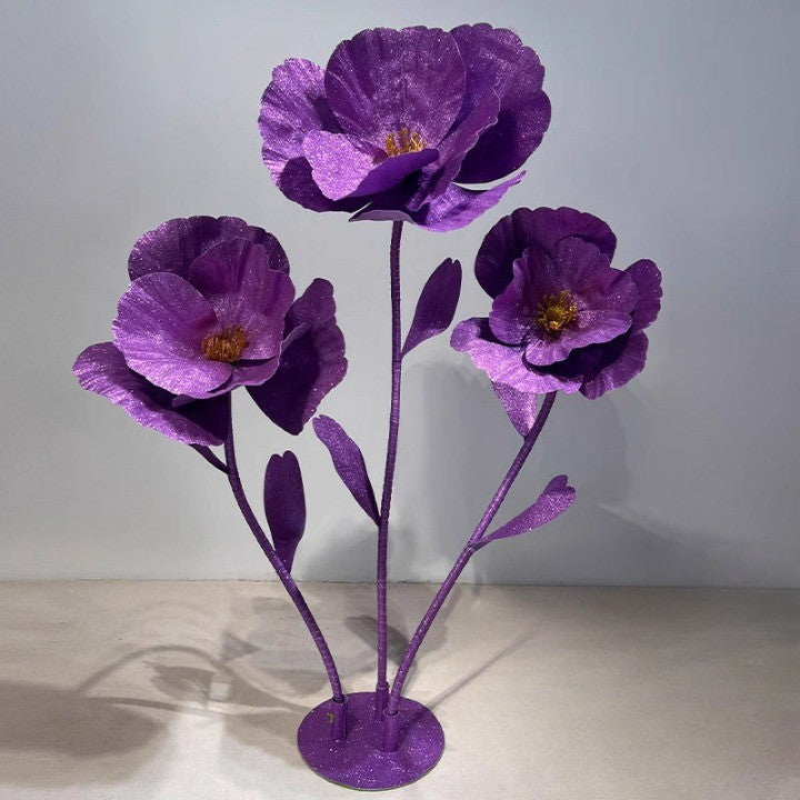 Flowerva Glitter Giant Poppy Flower Stand - Premium Event Decor