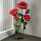 Flowerva Red Rose Verdant Cluster Premium Decor