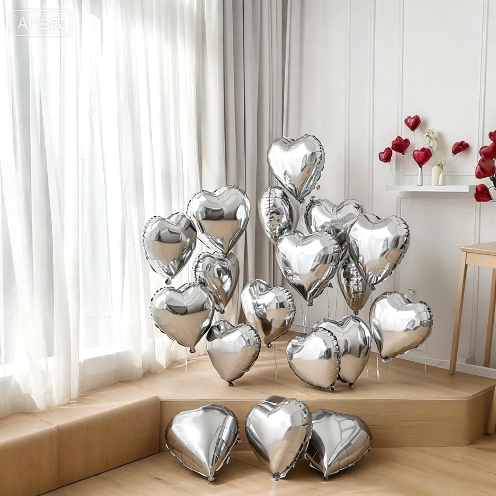Flowerva 18-inch Pink Silver Heart Foil Balloon for Wedding Birthday Party Decoration