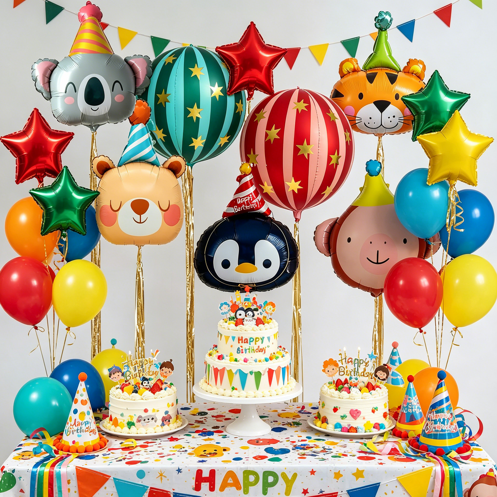 Flowerva Cartoon Creative Animal Foil Balloons Kids Birthday Party Scene Decoration