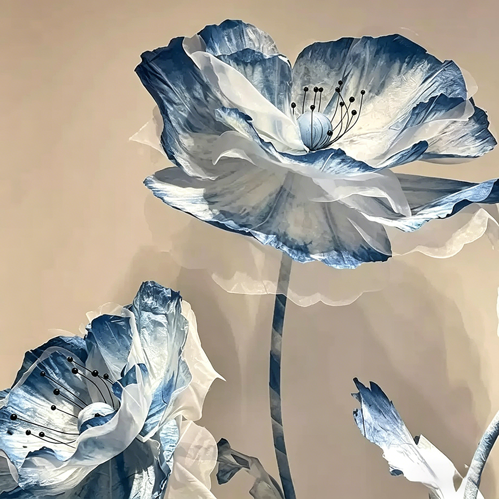 Flowerva Poppy Ink Wash Veil Premium Decor