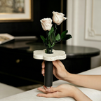 Premium Single Eternal Rose Yellow Travertine Handheld Vase Gift Box