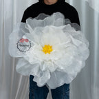 Flowerva Fluffy & Airy White Fabric Flower