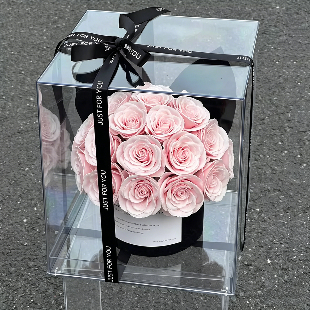 Premium Eternal Rose Sakura Pink Bucket Valentine's Gift Box