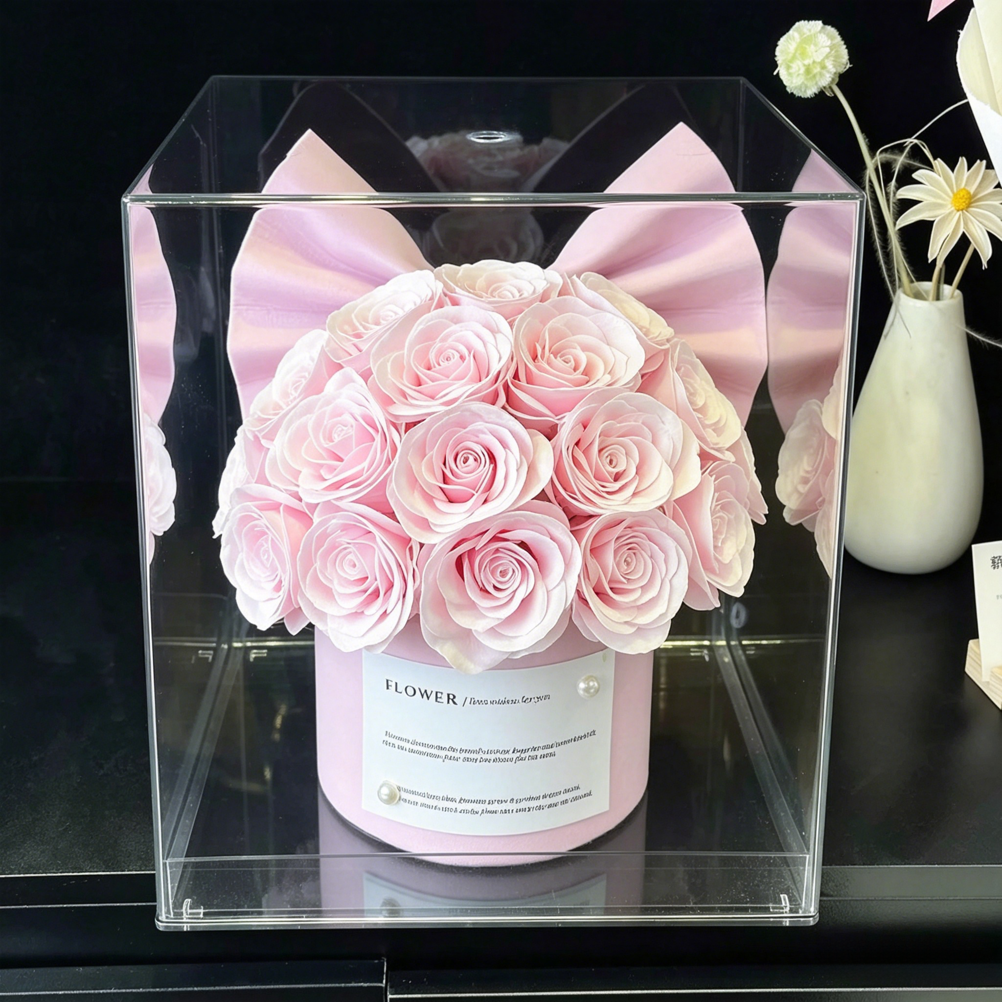 Premium Eternal Rose Bucket Baby Pink Valentine's Gift Box