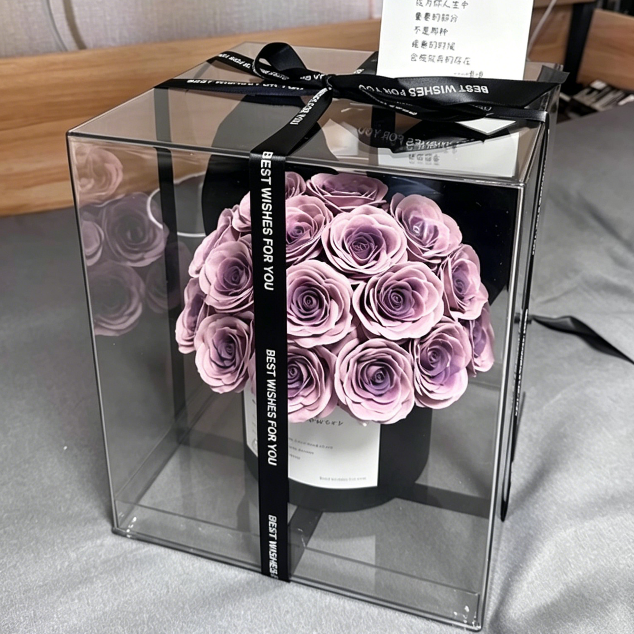 Premium Eternal Rose Dark Plum Bucket Valentine's Gift Box
