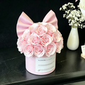 Caja de regalo de San Valentín con cubo de rosas eternas premium rosa claro