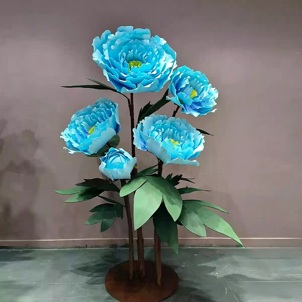 Flowerva Blue Peony Opulence Chroma Sculptural Premium Decor