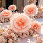 Flowerva Peach Tulle-Trimmed Premium Flower