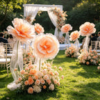 Flowerva Peach Tulle-Trimmed Premium Flower
