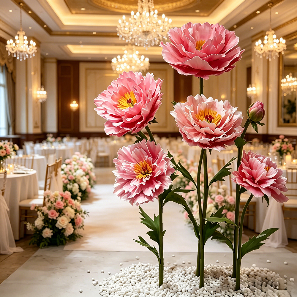 Flowerva Coral Peony Bloom Premium Decor
