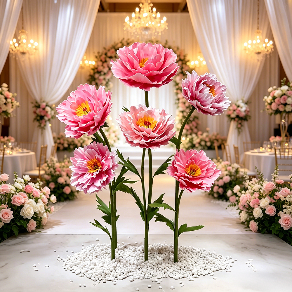 Flowerva Coral Peony Bloom Premium Decor