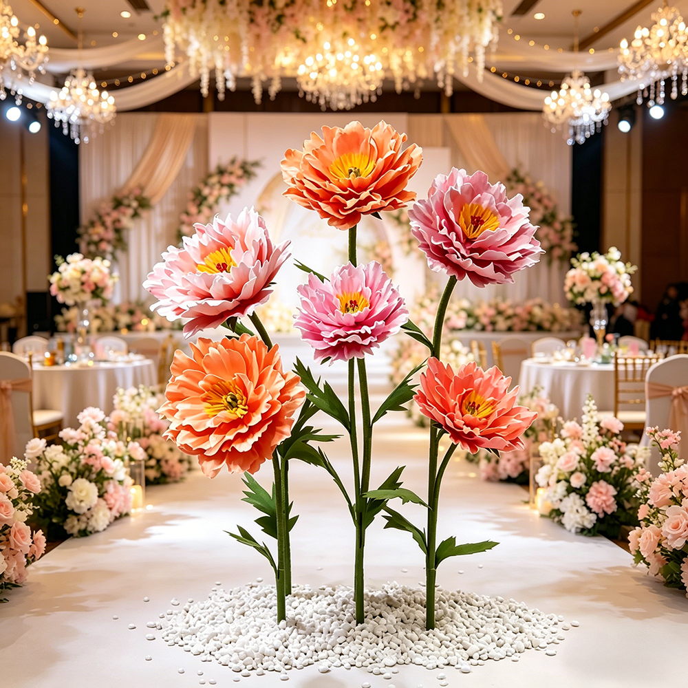 Flowerva Coral Peony Bloom Premium Decor