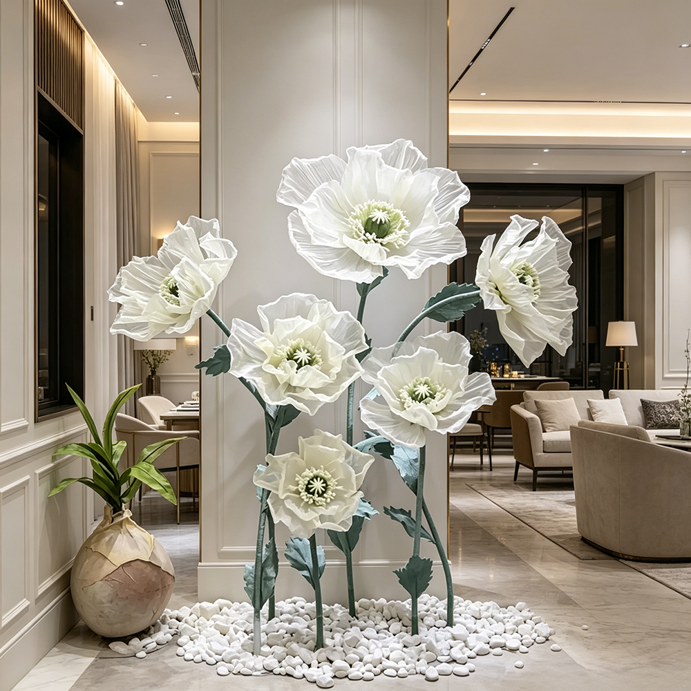 Flowerva Sheer Poppy Whisper Premium Decor
