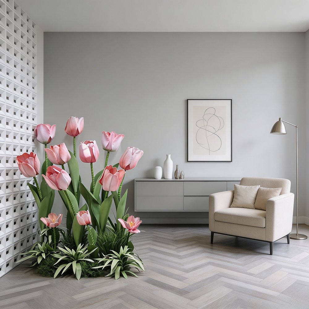 Flowerva Soft Tulip Silhouette Premium Decor