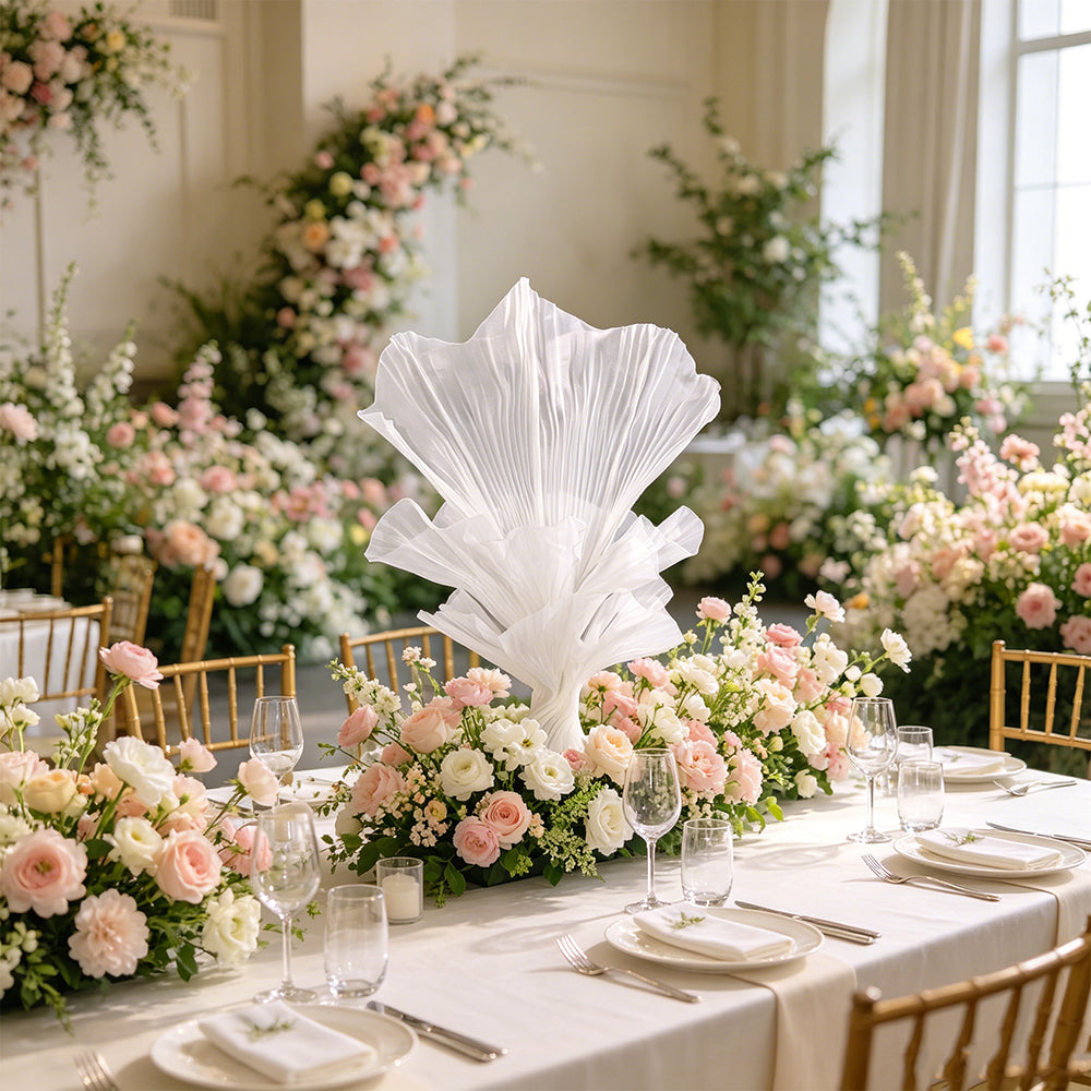 Flowerva White Aura Pleat Table Flower