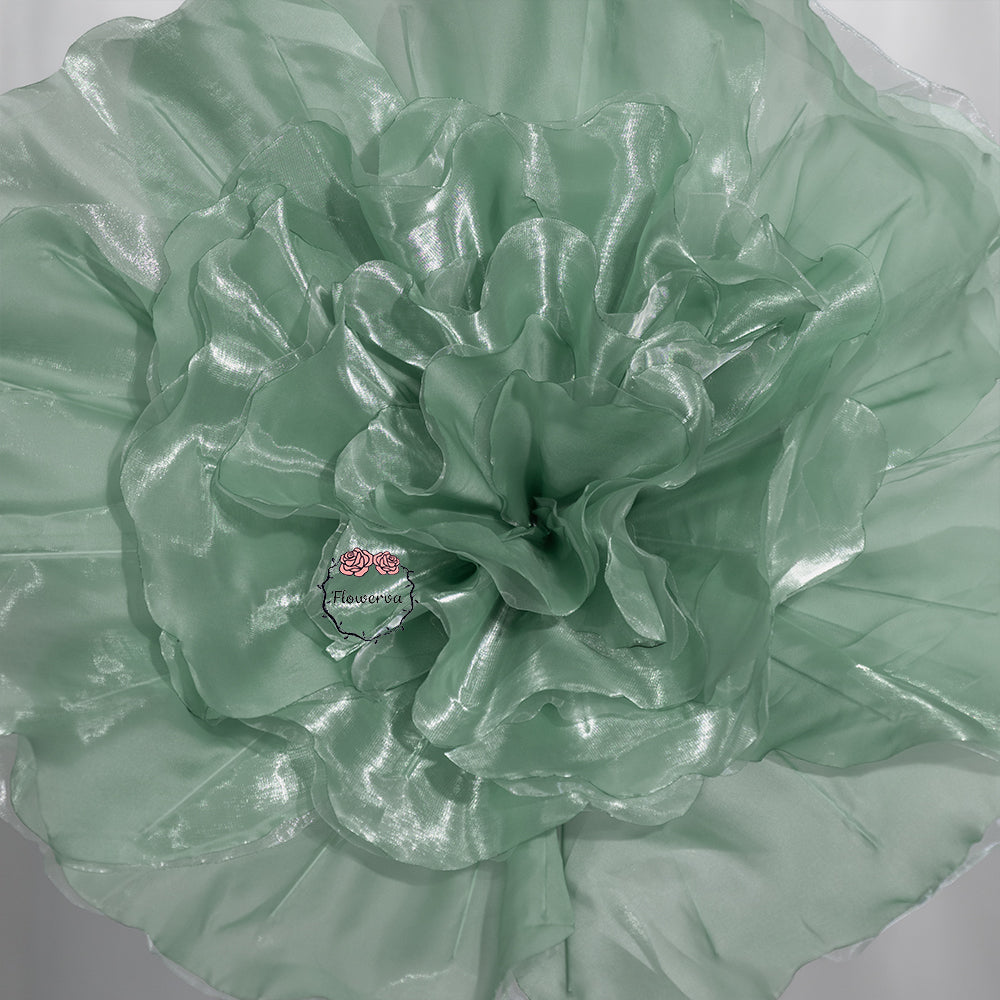 Flowerva Silvery-White Shimmer Ruffled Fabric Flower