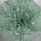 Flowerva Silvery-White Shimmer Ruffled Fabric Flower