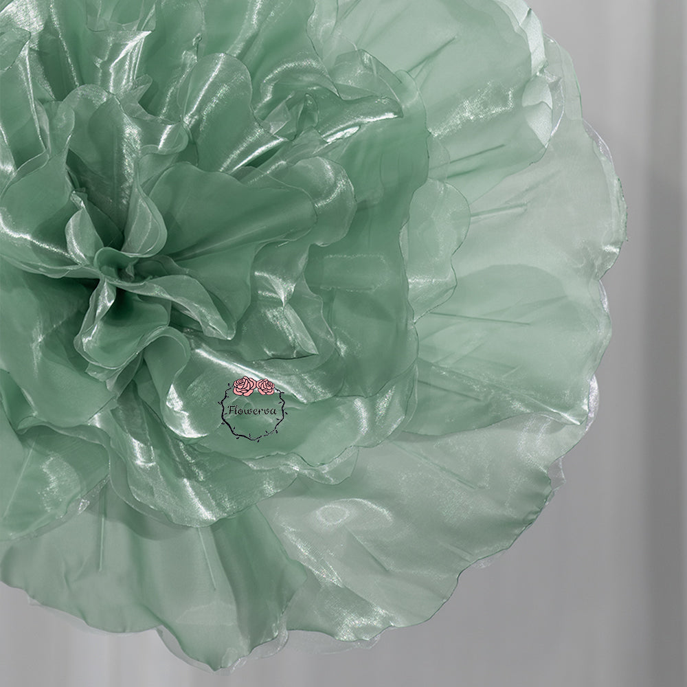 Flowerva Silvery-White Shimmer Ruffled Fabric Flower