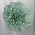Flowerva Silvery-White Shimmer Ruffled Fabric Flower