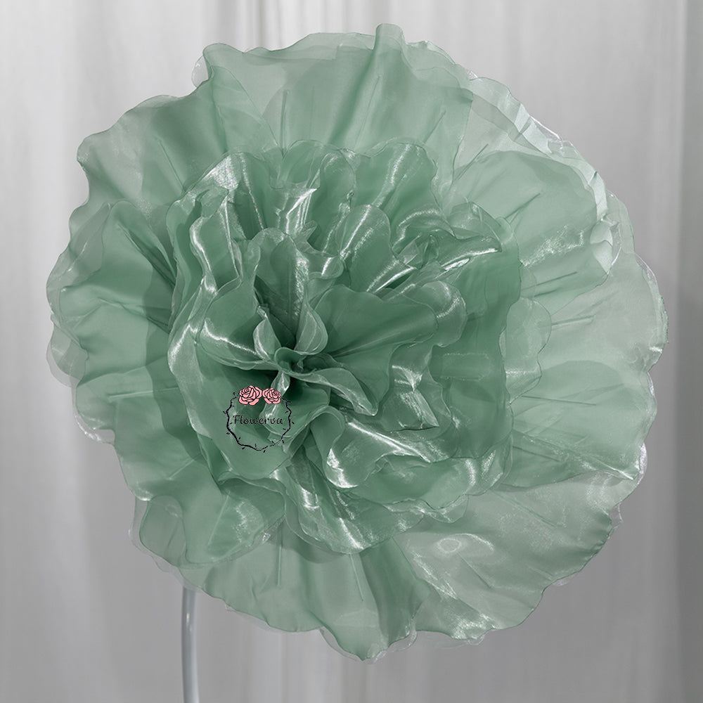Flowerva Soft Green Dew Ruffle Fabric Decor