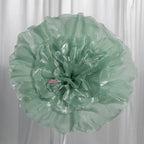Flowerva Silvery-White Shimmer Ruffled Fabric Flower