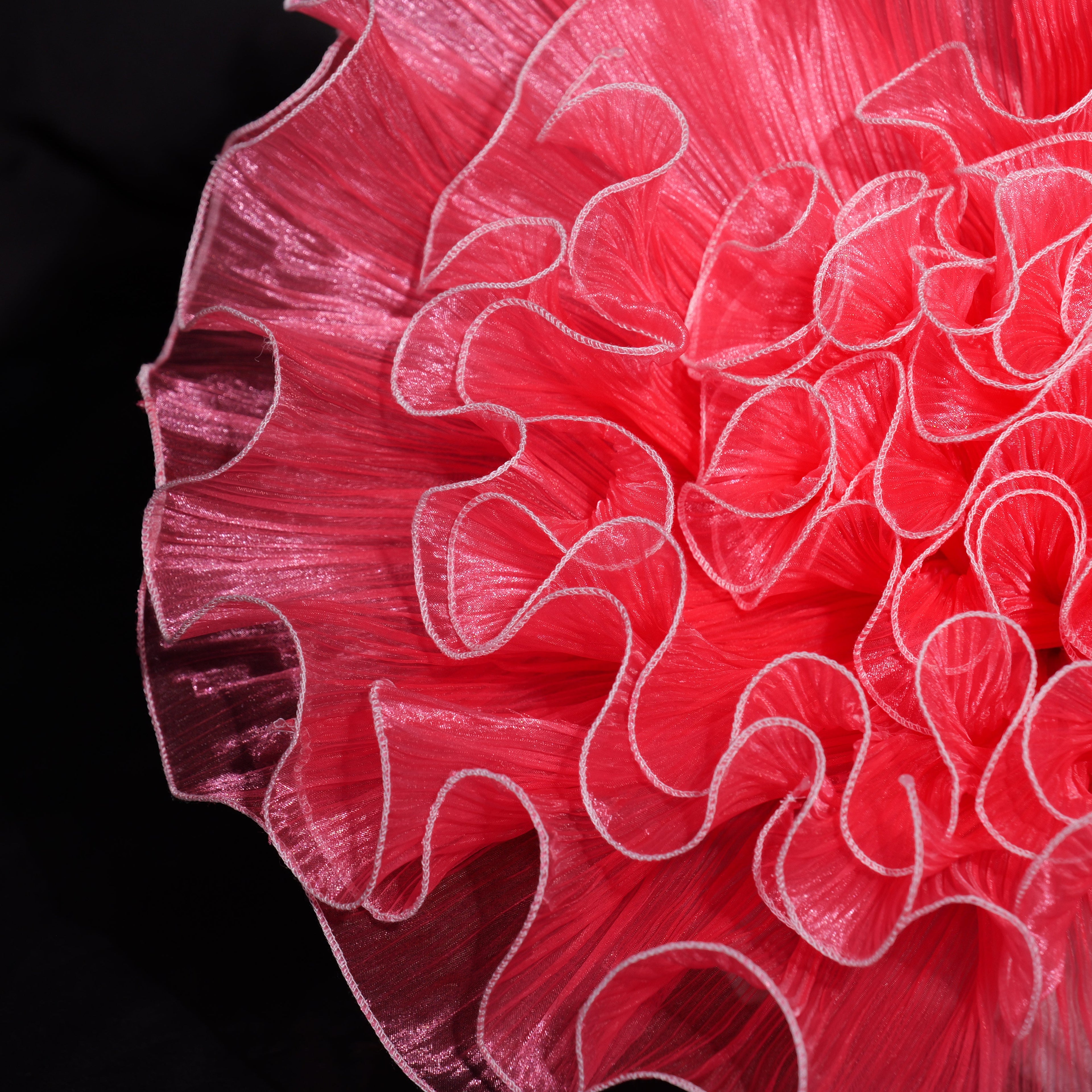 Flowerva Crimson Ruffled Tulle Premium Flower