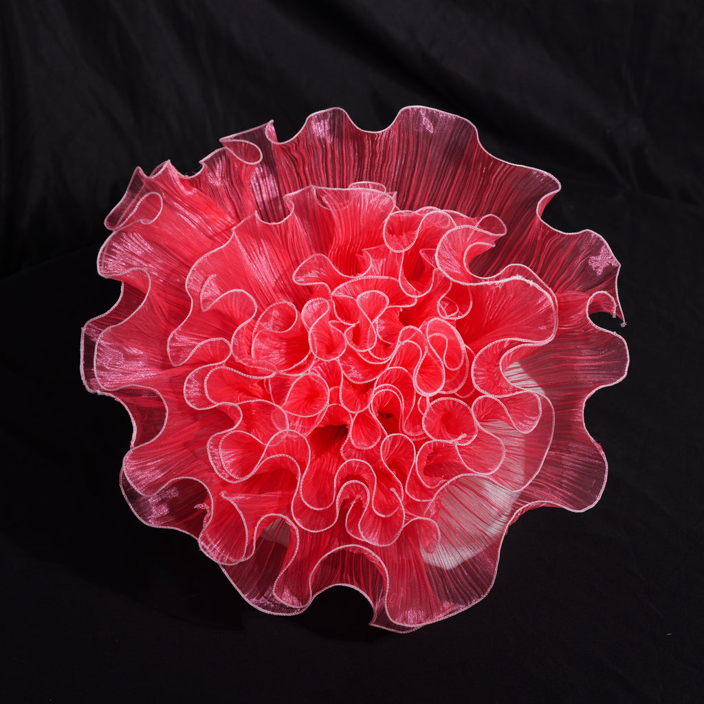 Flowerva Crimson Ruffled Tulle Premium Flower